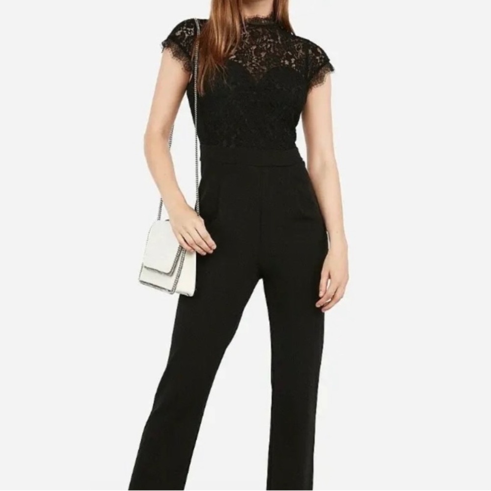 EXPRESS Lace Bodice Open Back Jumpsuit